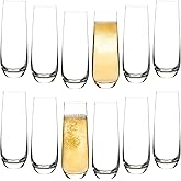 Stemless Champagne Flutes Set of 12 Clear Toasting Glasses 10 oz Perfect for Celebrations Wedding Parties and Mimosas
