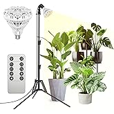 SANSI Grow Lights for Indoor Plants, 4 Dimmable Levels 30W Full Spectrum Plant Lights for Indoor Growing, Tripod Stand Adjustable 30"-55" Plant Grow Light with Remote Control Auto Timer