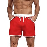 COOFANDY Men's Swim Trunks Quick Dry Swimsuit Color Block Board Short Bathing Suit Swimwear with Mesh Liner