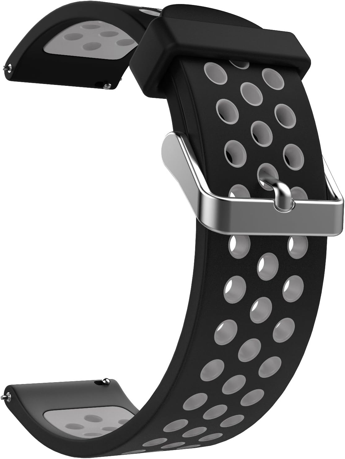 Emibele 22mm Universal Watch Band, Premium Soft Silicone Adjustable Replacement Strap for 22mm Sport Strap, Black & Gray