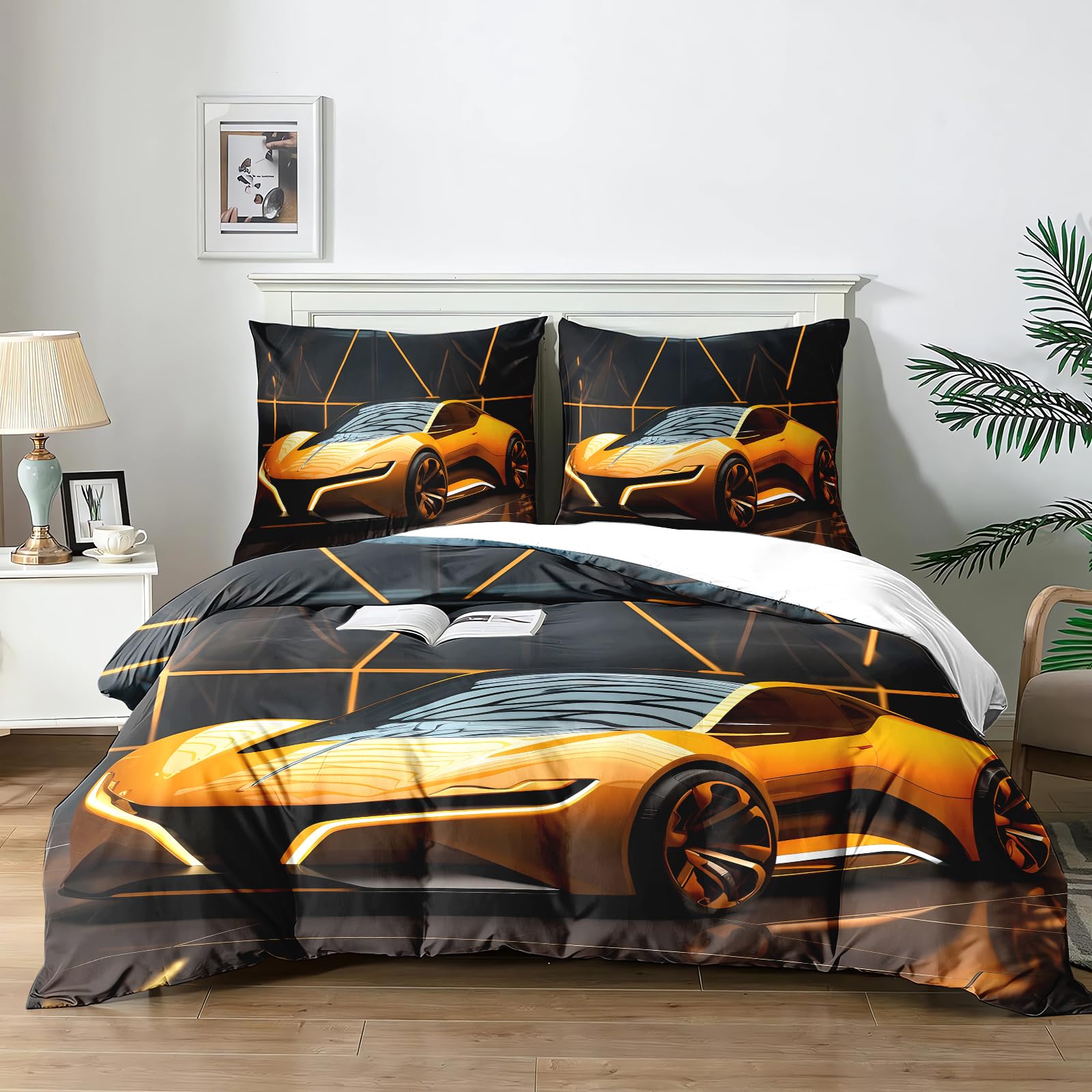 Yzehomijia Racing Duvet Cover Sets for Boys - 140x200 cm - Cool Extreme Sport Design in Soft Microfibre, with 2 Pillowcases.(P4×140)
