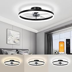 VOLISUN Low Profile Ceiling Fan with Lights and