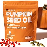 Premium Pumpkin Seed Oil Softgel- 1500mg per Serving with Saw Palmetto & Biotin, Cold Pressed, Pure Virgin Oil for Hair, Urinary,Bladder & Prostate Health, 180 Count.