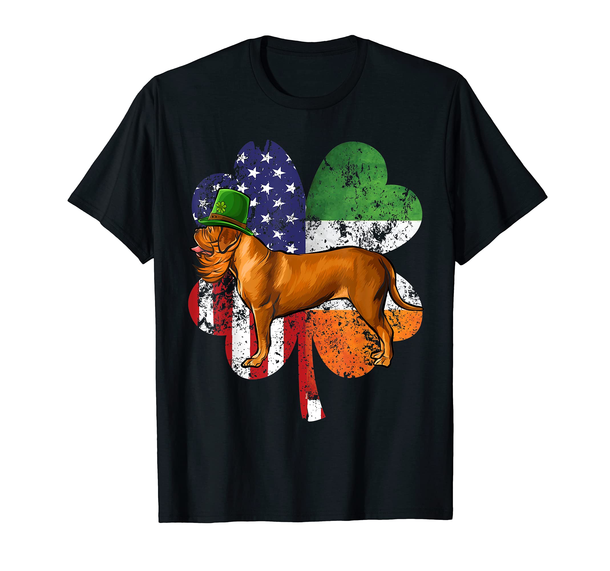St Patricks Day Irish American Flag Dogues de Bordeaux Dog T-Shirt