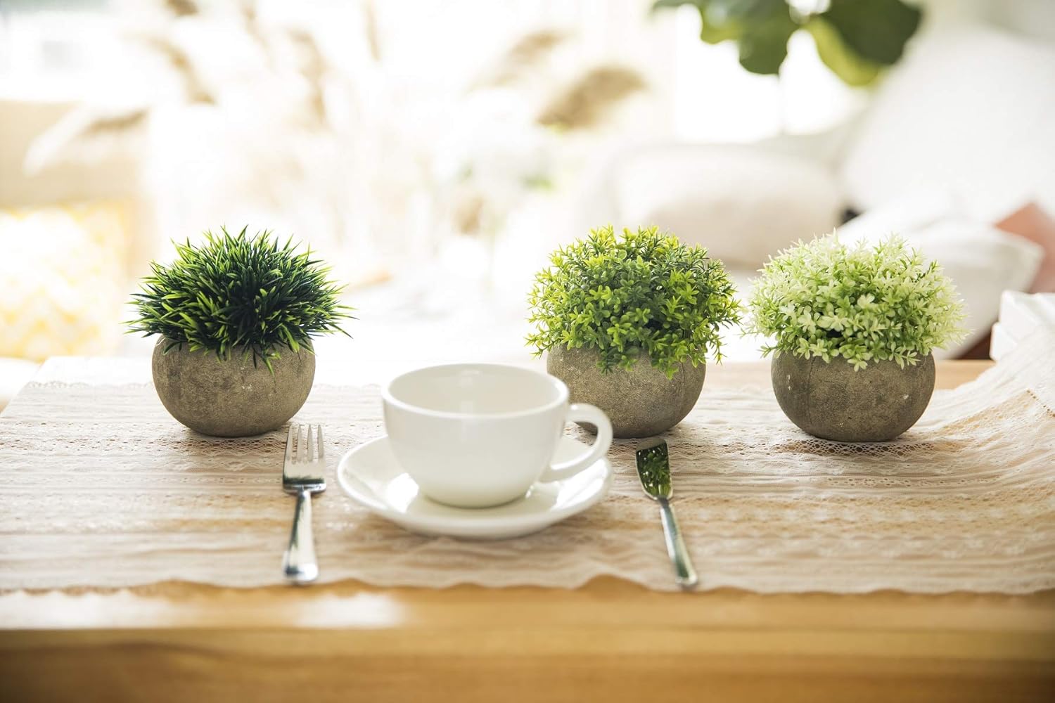 THE BLOOM TIMES 2 Pcs Fake Plant for Bathroom/Home Office Decor, Small Artificial Faux Greenery for House Decorations (Potted Plants) -