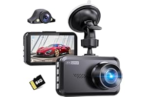 Miden S9 4K+4K Dash Cam Front and Rear,64G SD Card,2160P+2160P UHD Dual Dash Camera for Cars,176°+160°Wide Angle,3.5'' IPS Screen Dashcam,Loop Recording,G-Sensor,WDR,Night Vision,24H Parking Monitor