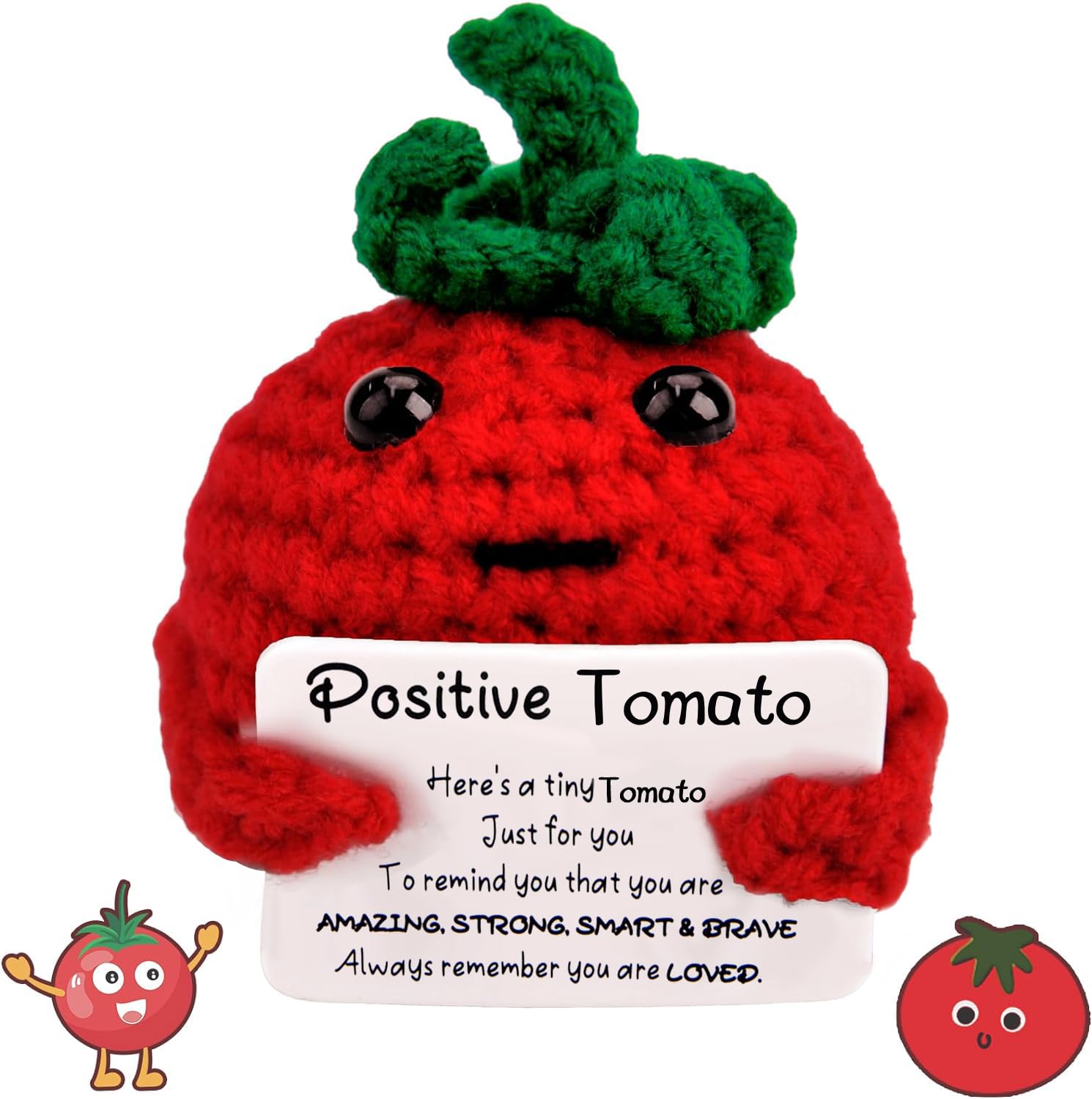 Vibbang Positive Doll Potato Good Luck Doll, Funny Potato Knitted with Motivational Card, Pocket Hug 1st Day at School Gifts, Inspirational Cute Decorative for Friends Family Office (A)