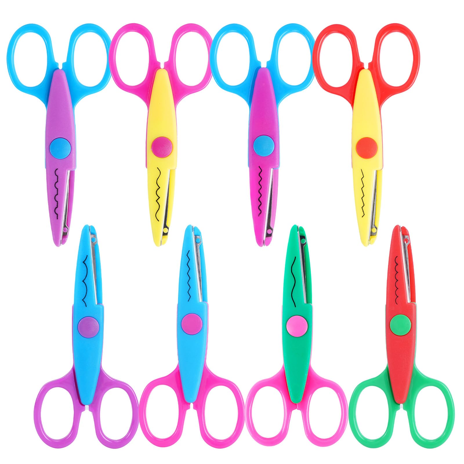 UCEC Craft Scissors Decorative Edge, Childrens Scissor, Zig Zag Cut, Decorative Scissor, Pattern Shears for Kids Adults, Kids Scissors for Crafting, 8 Pack