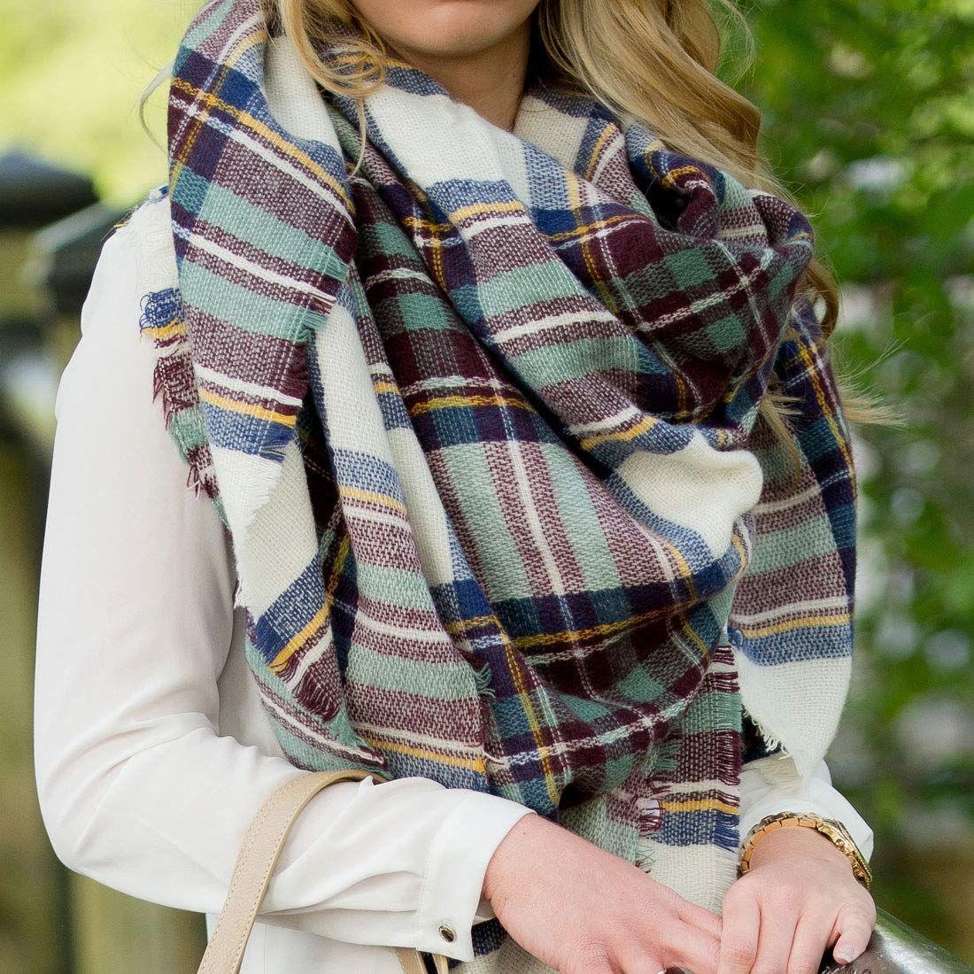 Amazon.com: Plaid Blanket Scarf Available In Eight Colors ...
