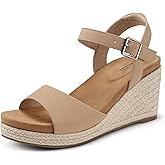SHIBEVER Women's Wedge Platform Sandals: Espadrille Dressy Comfortable Summer Open Toe Ankle Strap Buckle Women Sandal
