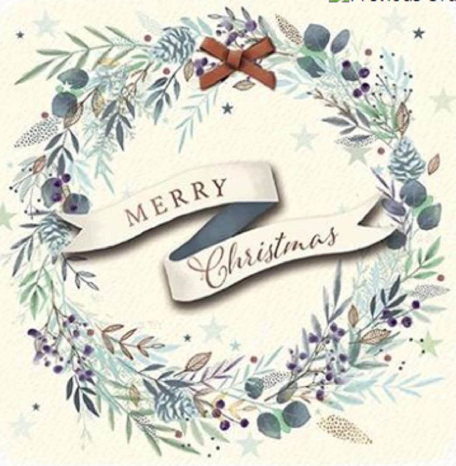 Box of 5 Christmas Wreath Cards