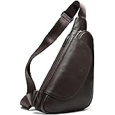 NIUCUNZH Genuine Leather Sling Bag Triangle Crossbody Bags Front Chest Day Pack One Shoulder Strap Backpack coffee