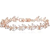 Crysdue Marquise Teardrop Cubic Zirconia Wedding Bridal & Prom Tennis Bracelets for Brides Bridesmaids, Silver/Gold/Rose Gold Plated Bracelet Gifts for Women