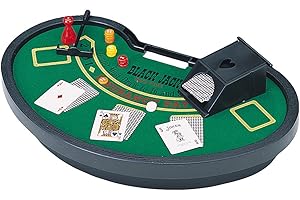 CHH Mini Blackjack Table with Cards, Chips, Sweeper & Dealer Shoe