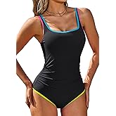 Charmo One Piece Swimsuit Women Ribbed Color Block Bathing Suit Tummy Control Slimming Swim Suits 2026 Sports Swimwear