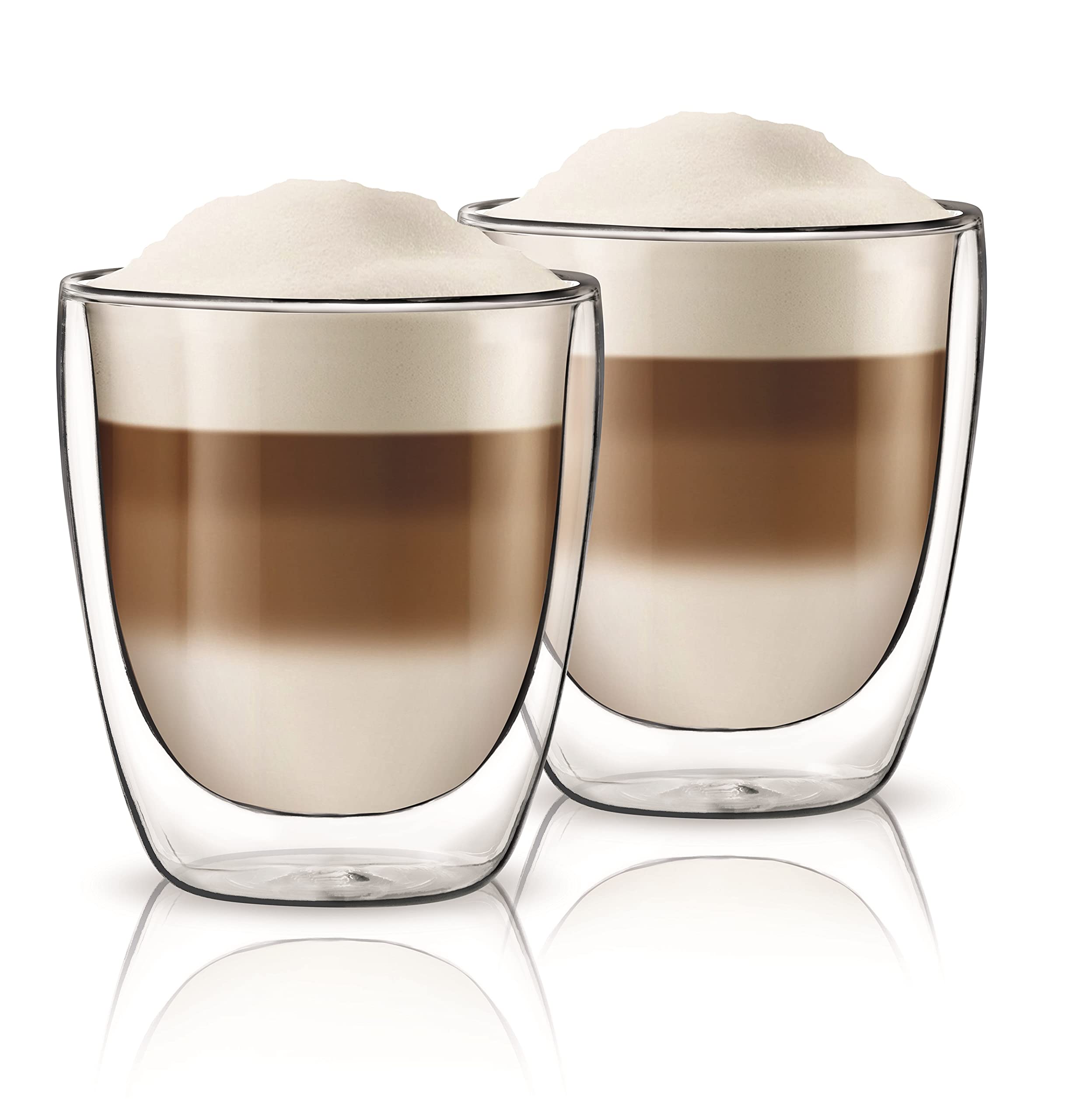 Aqualogis Double Wall Thermo Insulated Glass Cup - Tea, Cappuccino Coffee 300 ml, Set of 2
