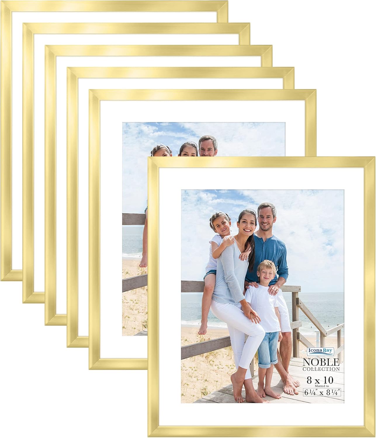 Photo Albums, Frames & Accessories - Icona Bay 8x10 Picture Frames (Gold, 6 Pack), Modern Professional Frame Set, Noble Collection