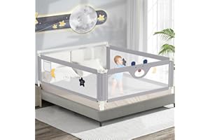 JWPEHOE 3-Piece Bed Rail for Toddlers with Headboard Rod, Adjustable Baby Bed Rail Guard, Twin/Full/Queen/King Size Bed (3, 78.7 * 78.7 * 59 Inch- Queen Size)