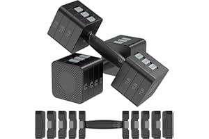 Hezeyferg 22LBS Adjustable Dumbbells Set, Hand Weights Sets with 5 Levels 3lb, 5lb, 7lb, 9lb, 11lb, Adjustable Weight Dumbbells for Women/Men Home Gym Full Body Workout