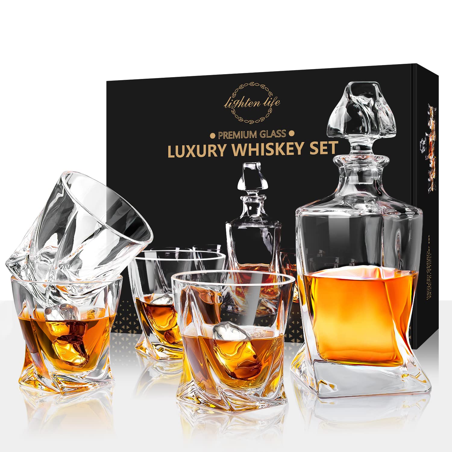 Mua LIGHTEN LIFE Whiskey Decanter and Glass Set,NonLead Crystal