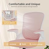 nasapaluro Ergonomic Desk Chair Pink with Flip-Up Armrests Mesh Back Lumbar view 2