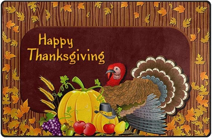 sodnz Carpet Acción De Gracias Calabaza Pavo Otoño UVA Hojas De Arce