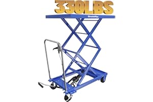 StructoMax Hydraulic Lift Table Cart - 330lbs Capacity, Easy Operation and Swivel Casters with Brakes - Double Scissor Lift for Material Handling and Transportation
