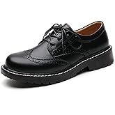 XMM Oxford Shoes for Women Women's Oxford Shoe Lace-Up Round Toe Leather Flat Classic Non-Slip Work Business Dress Office Shoes
