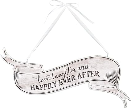 Amazon Lillian Rose Si294 Ll ホワイト ヴィンテージ ラブ ラフター ハッピリー エバー アフターサイン サイズ 16インチ X 9 25インチ アンティーク Lillian Rose Inc インテリア 通販