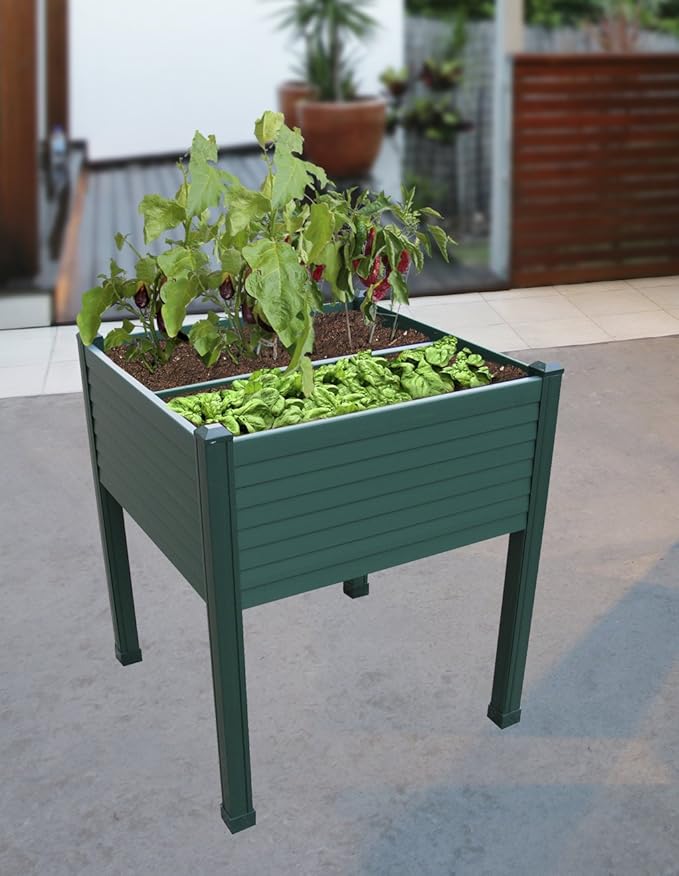 Huerto en P.V.C 60x60x75 cm.color: verde 2: Amazon.es: Hogar