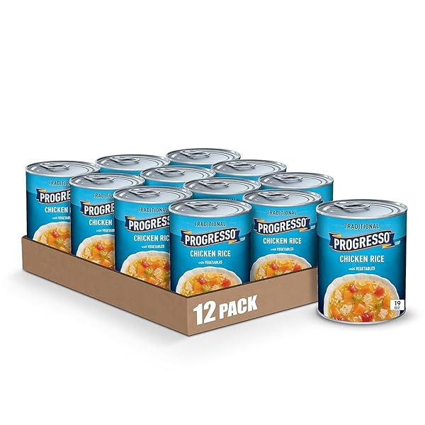 PROGRESSO TRADITIONAL, CHICKEN RICE WITH VEGETABLES CANNED SOUP, 19 OZ. (PACK OF 12)