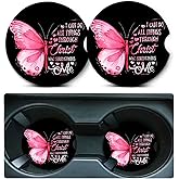 Car Coasters for Cup Holders,2 Pack Pink Butterfly Car Coasters,2.75
