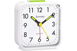 Zonopy Alarm Clock, Silent Alarm Clocks Bedside Non Ticking, Table Clocks Bedside Kids Clock Battery Powered, Large Display S