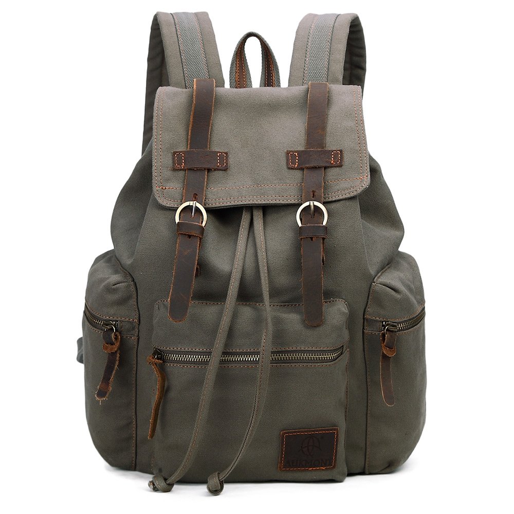 Vintage Canvas Backpack Outdoor Hiking Travel Rucksack 19L Camping