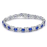 Barzel Gold, White Gold Plated or Rose Gold Plated Created-Gemstones Tennis Bracelet
