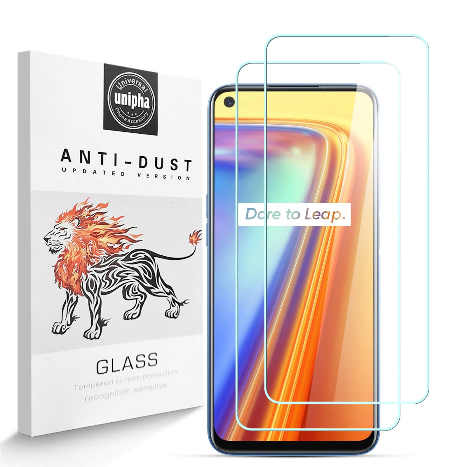 Zidwzidwei Screen Protector for Realme 7 [2 Pack], 9H Hardness Tempered Glass, 2.5D High Definition Film, Bubble Free, Screen Protector Compatible with Realme 7