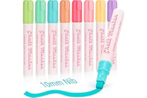 SMOOTHERPRO Window Paint Markers, 8 Macaron 10mm Erasable Liquid Chalk Marker, Washable Blackboard Markers for Glass, Acrylic Board, Chalkboard, Calendar, Chalk Art