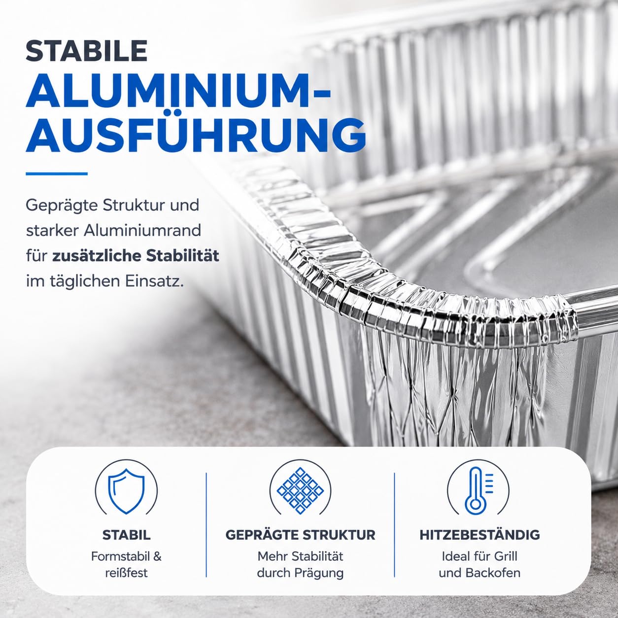 TK Gruppe Timo Klingler 20er Einwegschale 1200 ml aus Aluminium zum Grillen - Aluschale ca. 19x15x4 cm Grillschale - Fettauffangschale Gasgrill 3