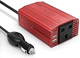 BESTEK 300W Power Inverter DC 12V to AC 230V 240V Transformer Car Charger Lighter Adapter with 3 Pin Plug and Dual USB Ports