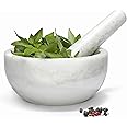 Koville African Natural Marble Mortar and Pestle Set, 7.1" Big Grinder Bowl for Guacamole, Salsa, Pill Crusher, Spice, Herb, Garlic, Nut, Heavy Duty Grinder for Kitchen(Namib Fantasy)