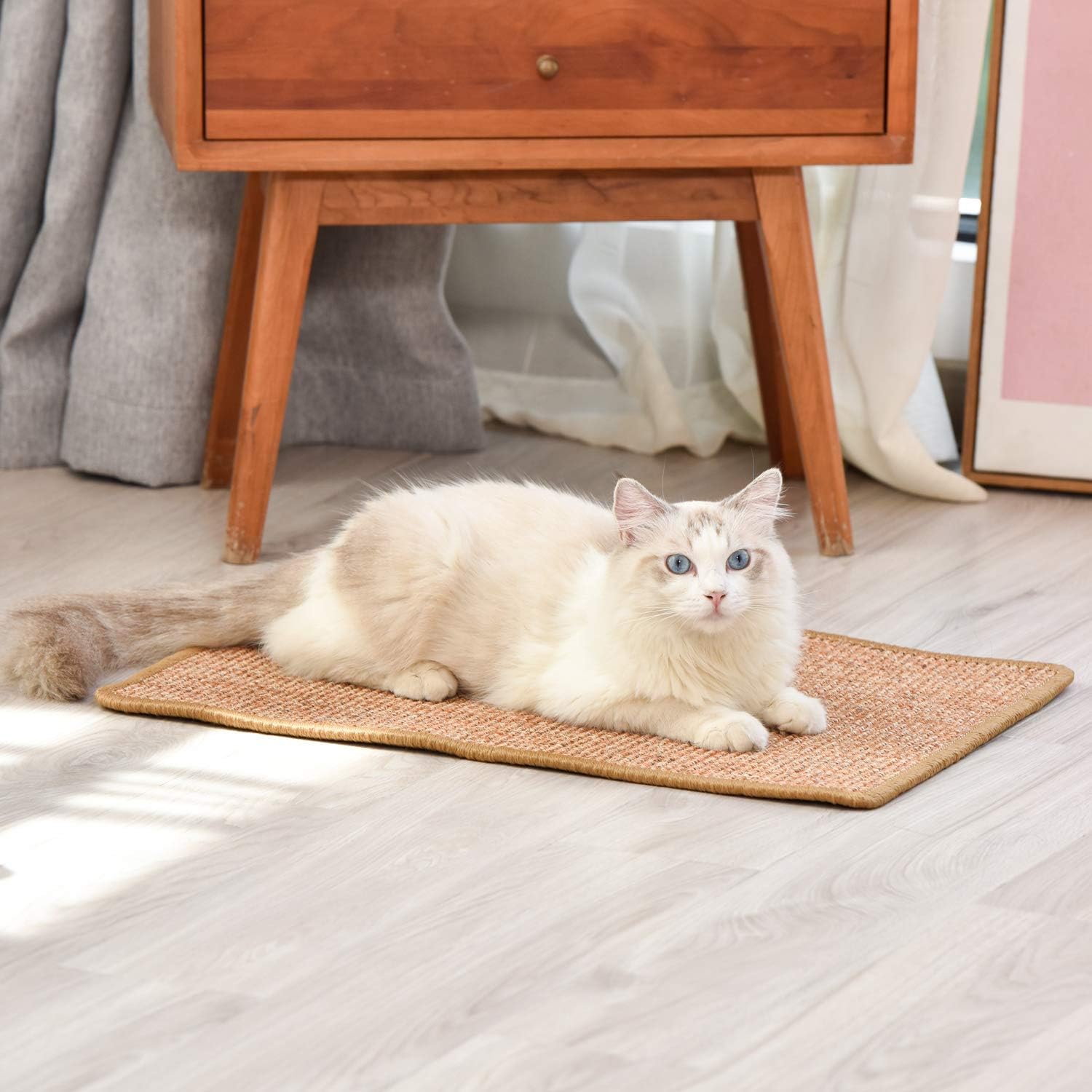 FUKUMARU Cat Scratcher Mat, 23.6 X 15.7 Inch Natural Sisal Cat Scratch Mats, Horizontal Cat Floor Scratching Pad Rug, Protect Carpets and Sofas : Pet Supplies