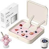 Rolled Ice Cream Maker, Felizbebe Instant Ice Cream Roller Tray with Lid and 2 Spatulas, Food Grade Premium Stainless Steel C