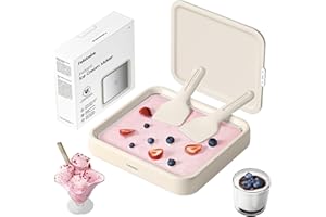 Rolled Ice Cream Maker, Felizbebe Instant Ice Cream Roller Tray with Lid and 2 Spatulas, Food Grade Premium Stainless Steel C