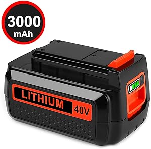 40 Volt MAX 3.0Ah Lithium Replacement Battery for Black and Decker 40V Battery LBX2040 LST136 LBXR2036 LBXR36 LHT2436 LCS1240 LBX1540 LBX36 LSWV36 LST540 LST136W Black+Decker Lithium Ion Battery