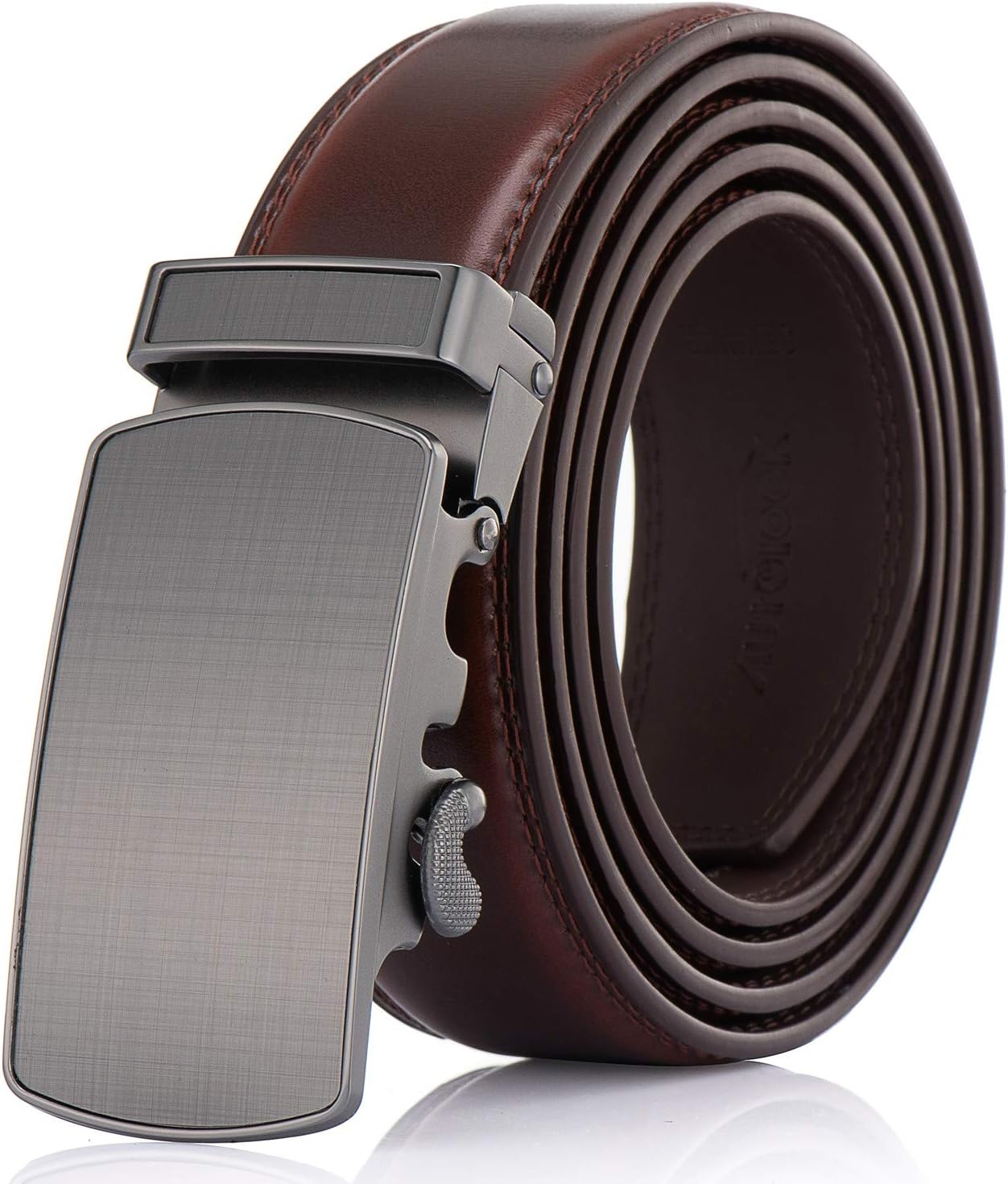 Men's Belt - Autolock Leather Ratchet Dress Belt for Men With Automatic Buckle - Trim to Fit