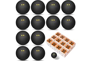 12 Pcs Squash Ball, Double Yellow Dot Rubber Squash Balls 38mm Professional Raquet Handball Ball for Players Professional Tou