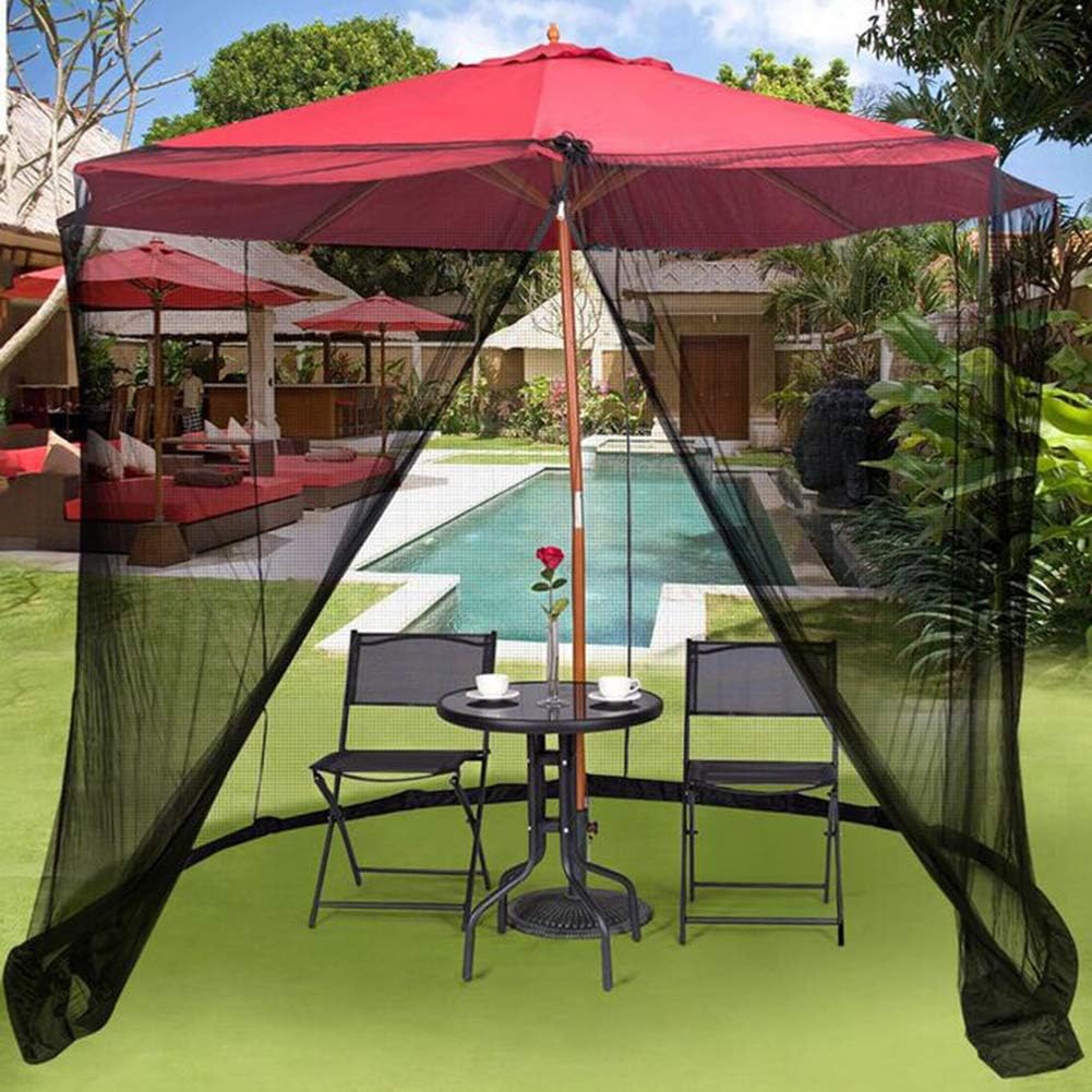 Amazon Com Yong 11ft Outdoor Garden Umbrella Table Screen Parasol Mosquito Net Cover Bug Netting Cover Diameter 3 35m Polyester Single Door Zipper Entrance Sports Outdoors