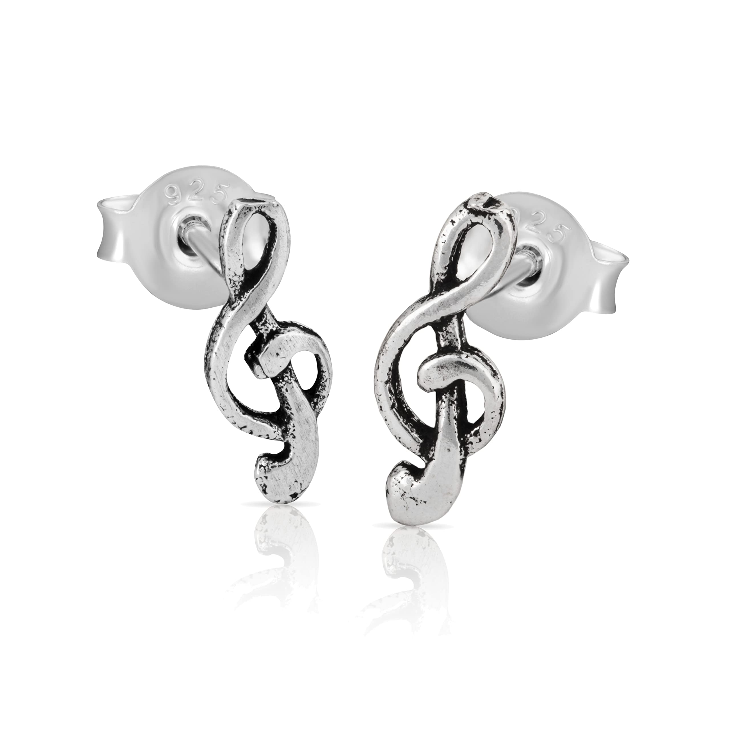 NKlaus Pair 10mm Clef Gothic Stud Earrings 925 Sterling Silver Steam Punk 4368