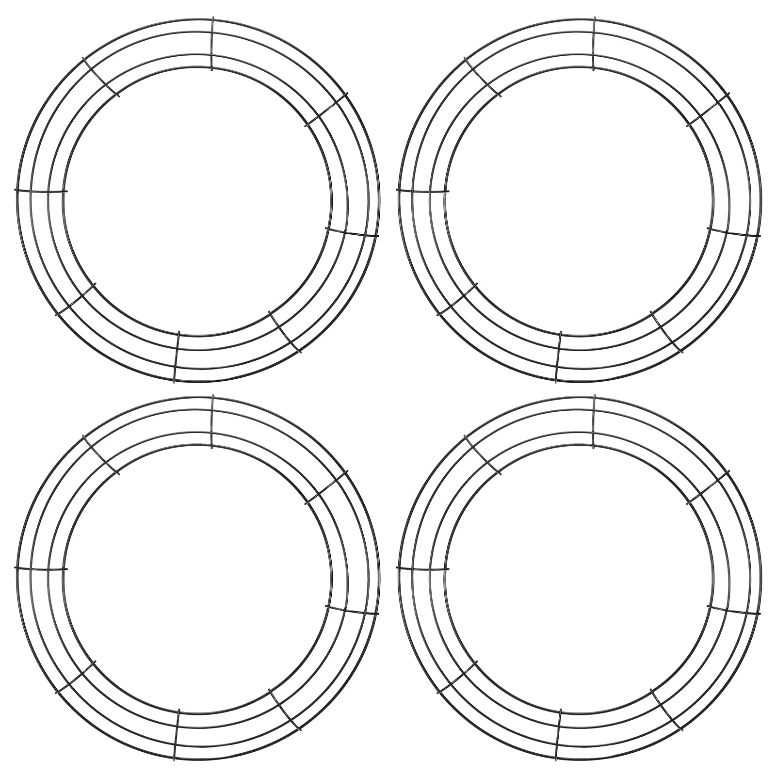 PATIKIL 14 Inch Christmas Wire Wreath Frame, 4 Pcs Metal Round Shape Dream Catcher Rings Macrame Wreath Floral Hoop for Home Car DIY Craft Wedding Wall Hanging Decorations, Black