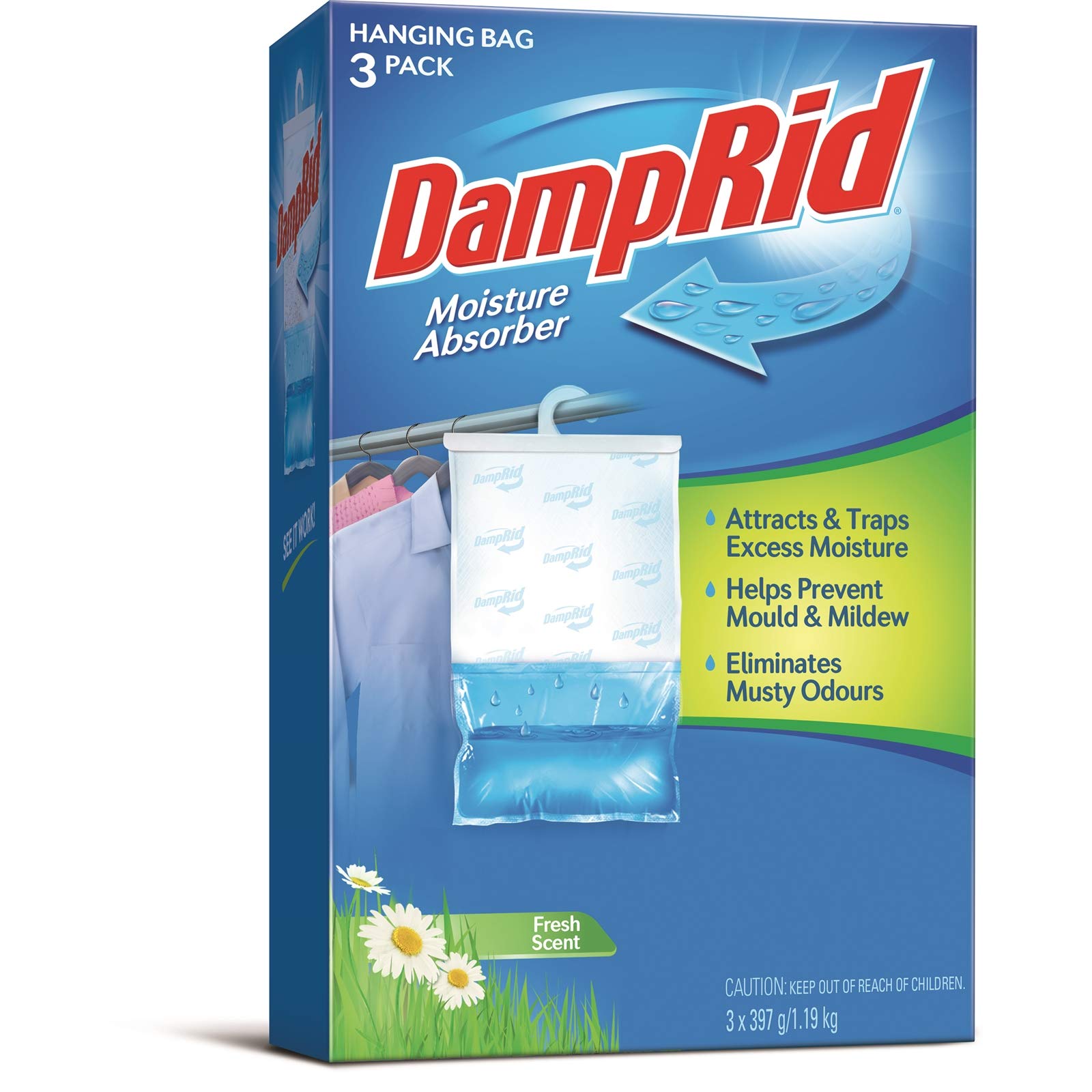 Damp Rid FG83K 14Ounce Hanging Moisture Absorber Fresh Scent, 3Pack